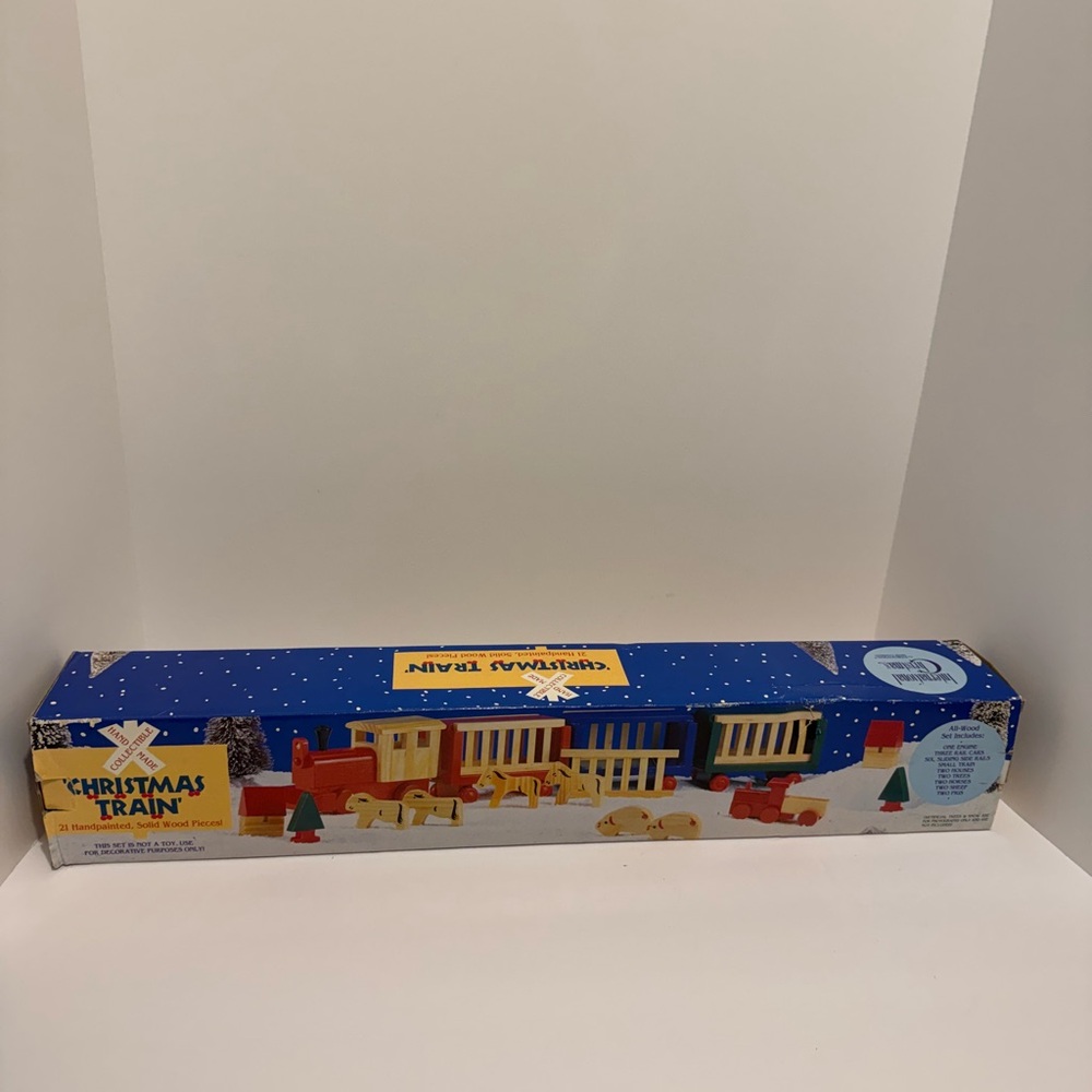 CHRISTMAS TRAIN 21 PC Hand Painted Wooden 1994 International Silver Co Vintage